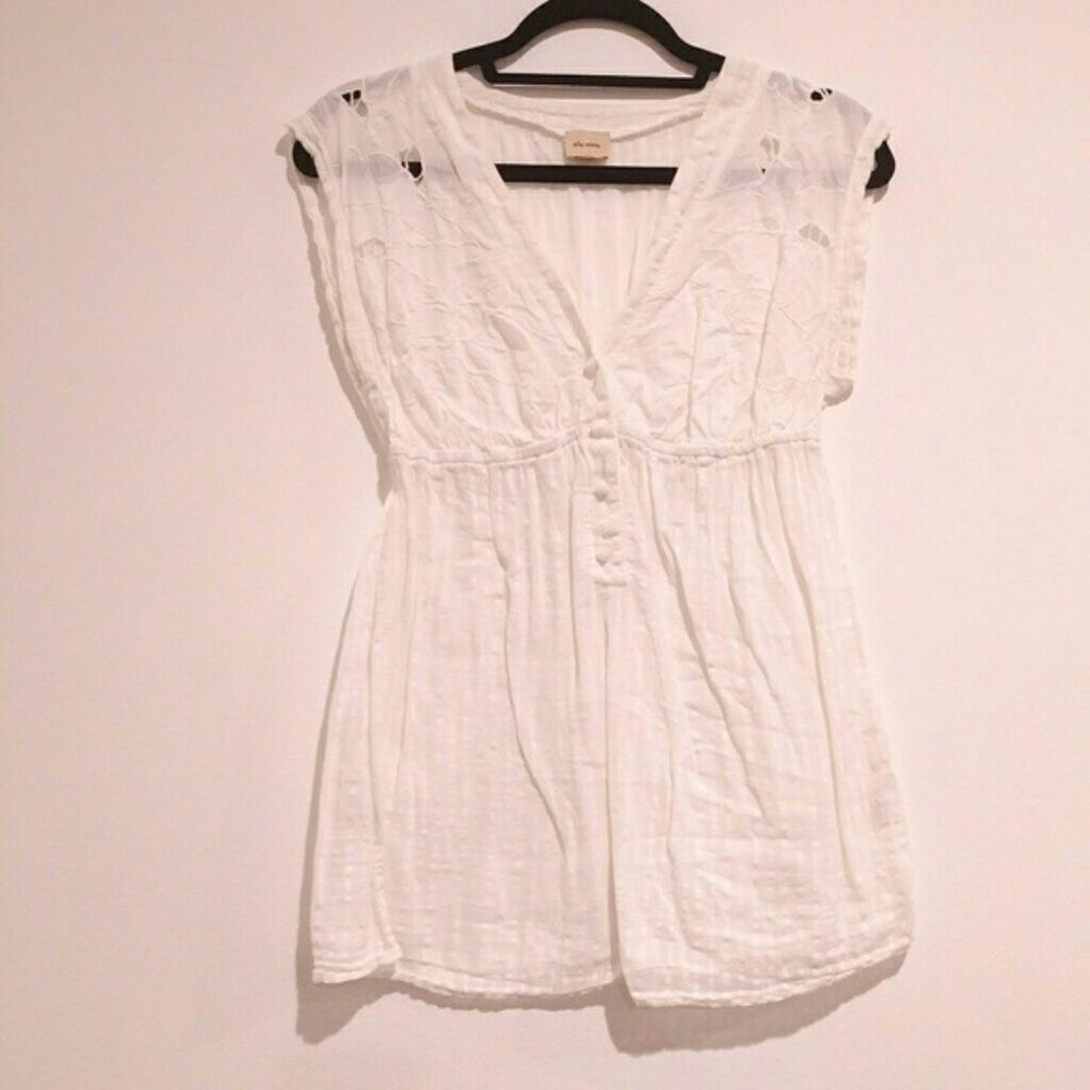 ELLA MOSS M WOMENS SLEEVELESS BLOUSE WHITE